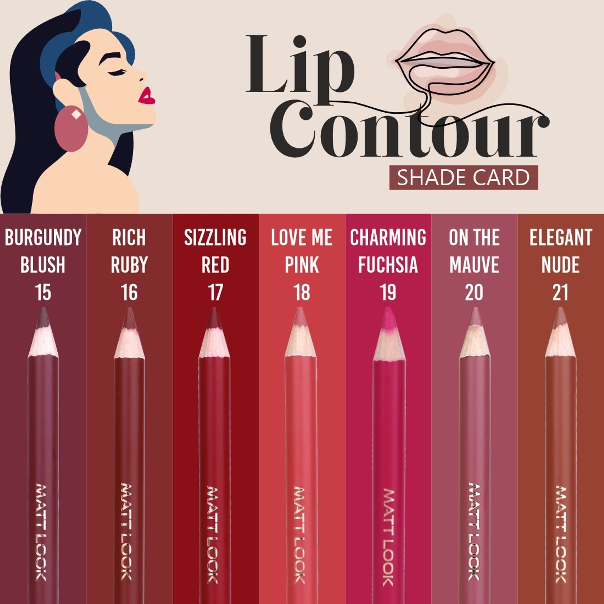Matt Look Colorite Lip Contour Professional Matte Lip Color Pencil - Ruby Red 02