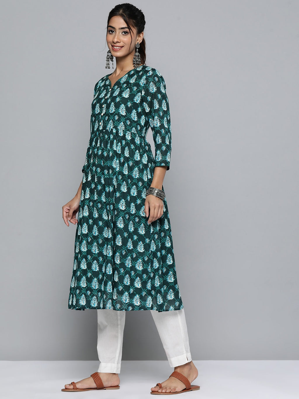 HERE&NOW Floral Printed Pure Cotton Kurta