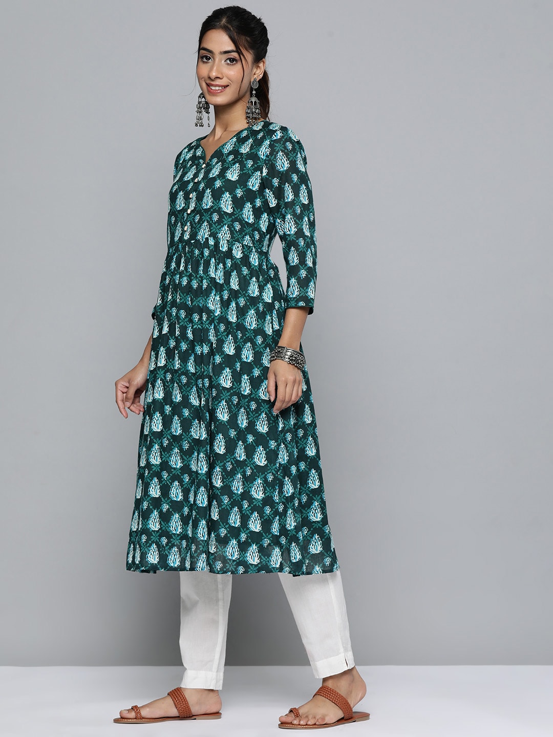 HERE&NOW Floral Printed Pure Cotton Kurta