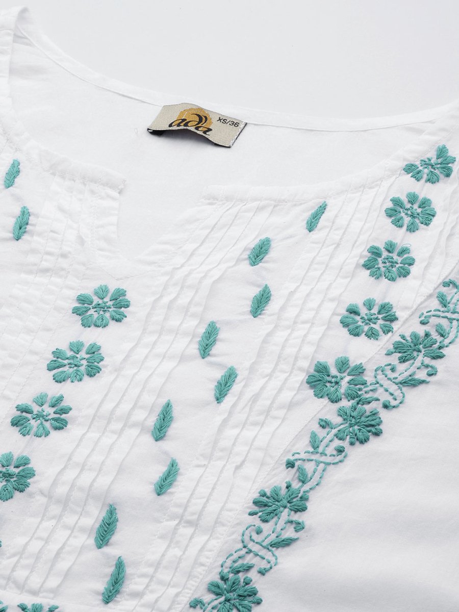 ADA Ethnic Motifs Embroidered Chikankari Floral Kurta