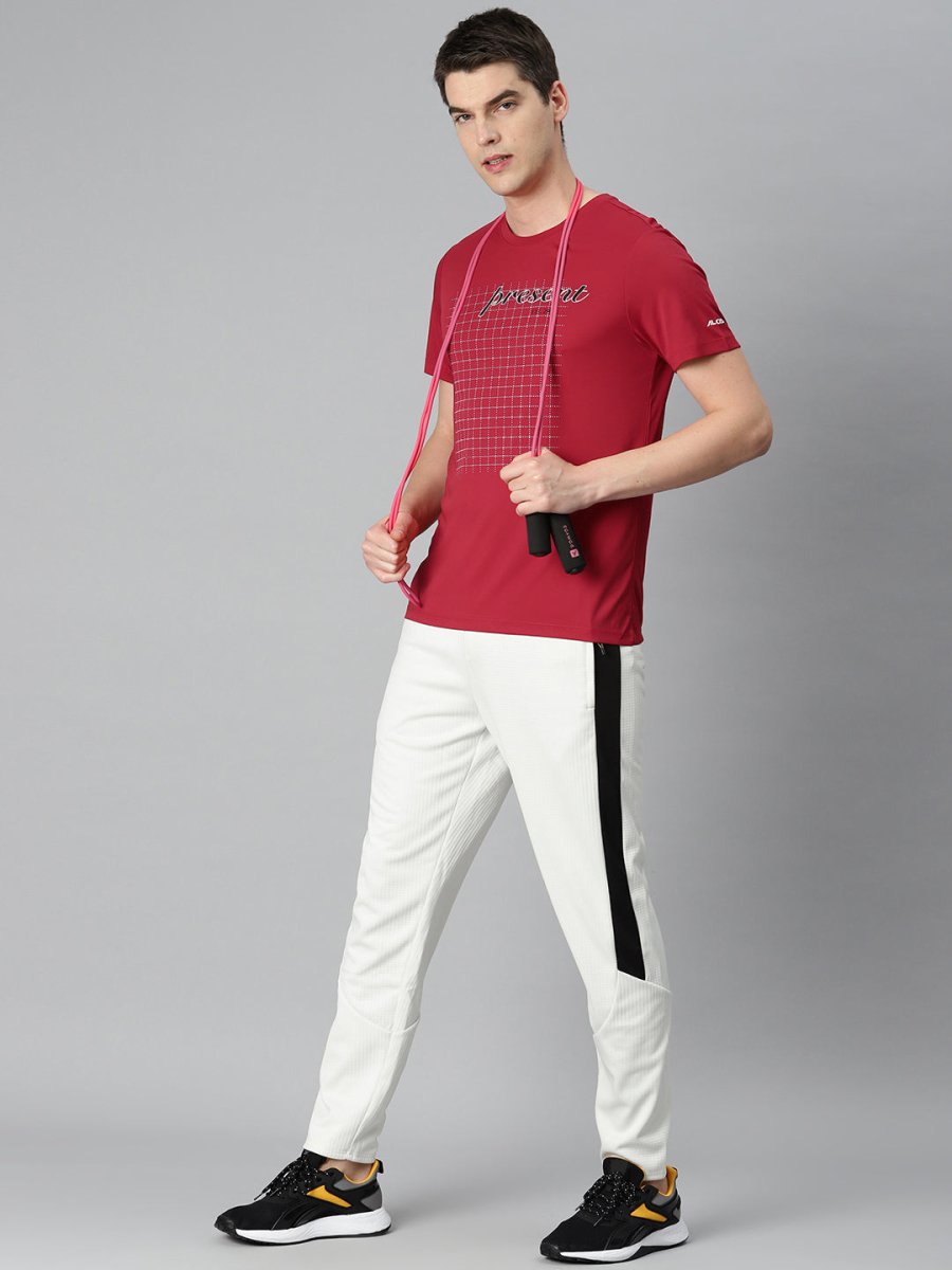 Alcis Men Typography Printed Anti Static Slim Fit Sports T-shirt