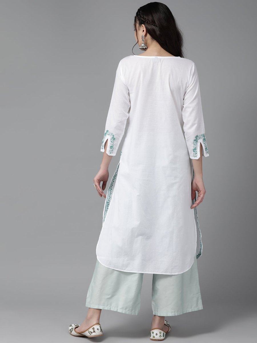 ADA Ethnic Motifs Embroidered Chikankari Floral Kurta