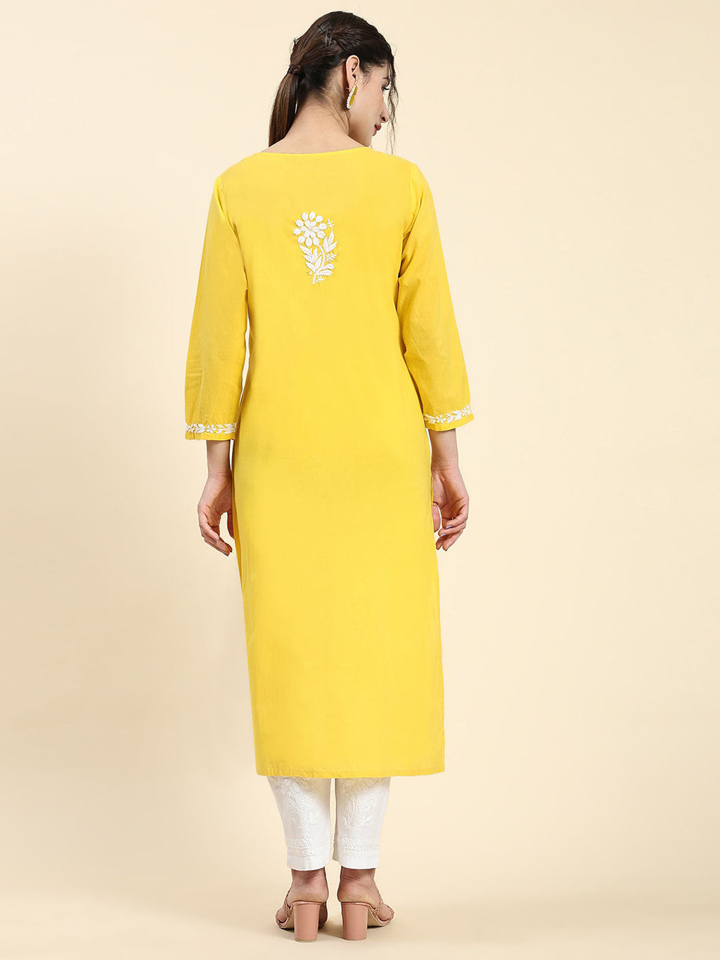 HOUSE OF KARI Embroidered Chikankari Pure Cotton Chikankari Kurta