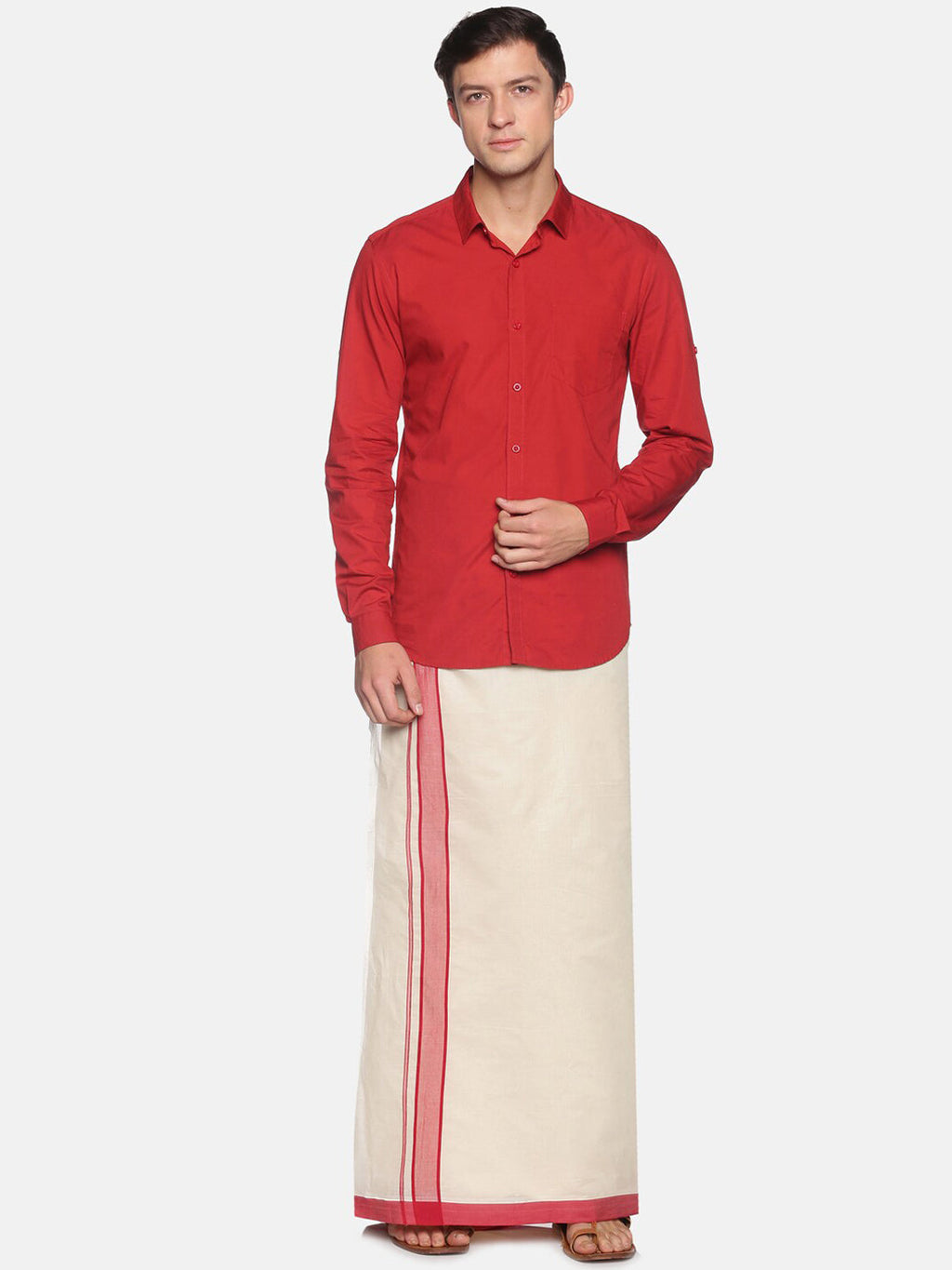 Sethukrishna Off White Traditional Kerala Double Mundu For Men