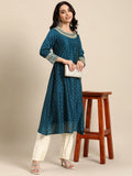 All About You Ethnic Motifs Embroidered Sequinned Kurta With Trousers