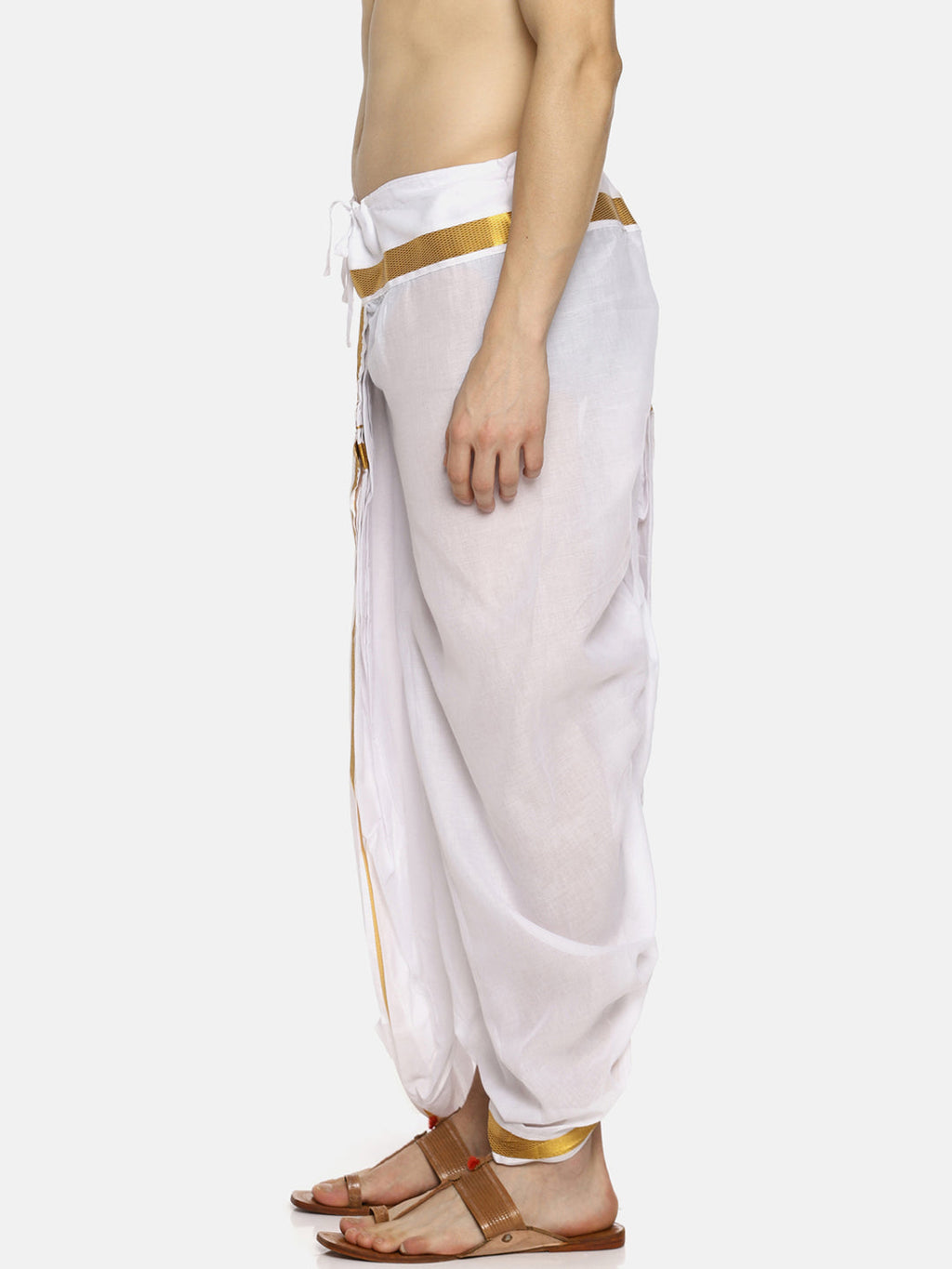 Sethukrishna Men White Solid Readymade Dhoti