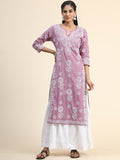 HOUSE OF KARI Floral Embroidered Chikankari Cotton Kurta