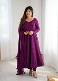 Joban Fashion Wine Kurta Set Georgette Sequence Embroidery Work