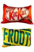 Unique Fashion Pack of 2 Microfibre Filled Reversible Cushion For Kids - Kitkat And Frooti