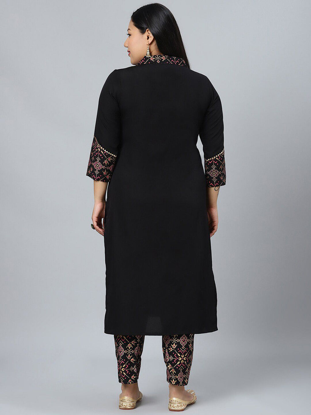 Sztori Plus Size Ethnic Motifs Printed Regular Kurta with Trousers