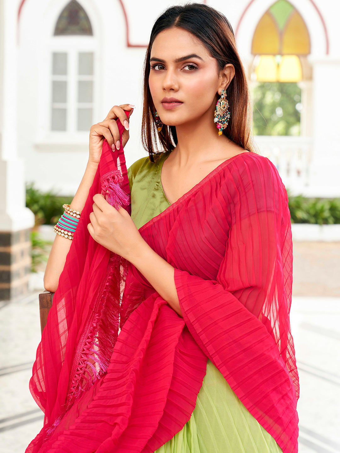 Tikhi Imli Georgette Half and Half Saree