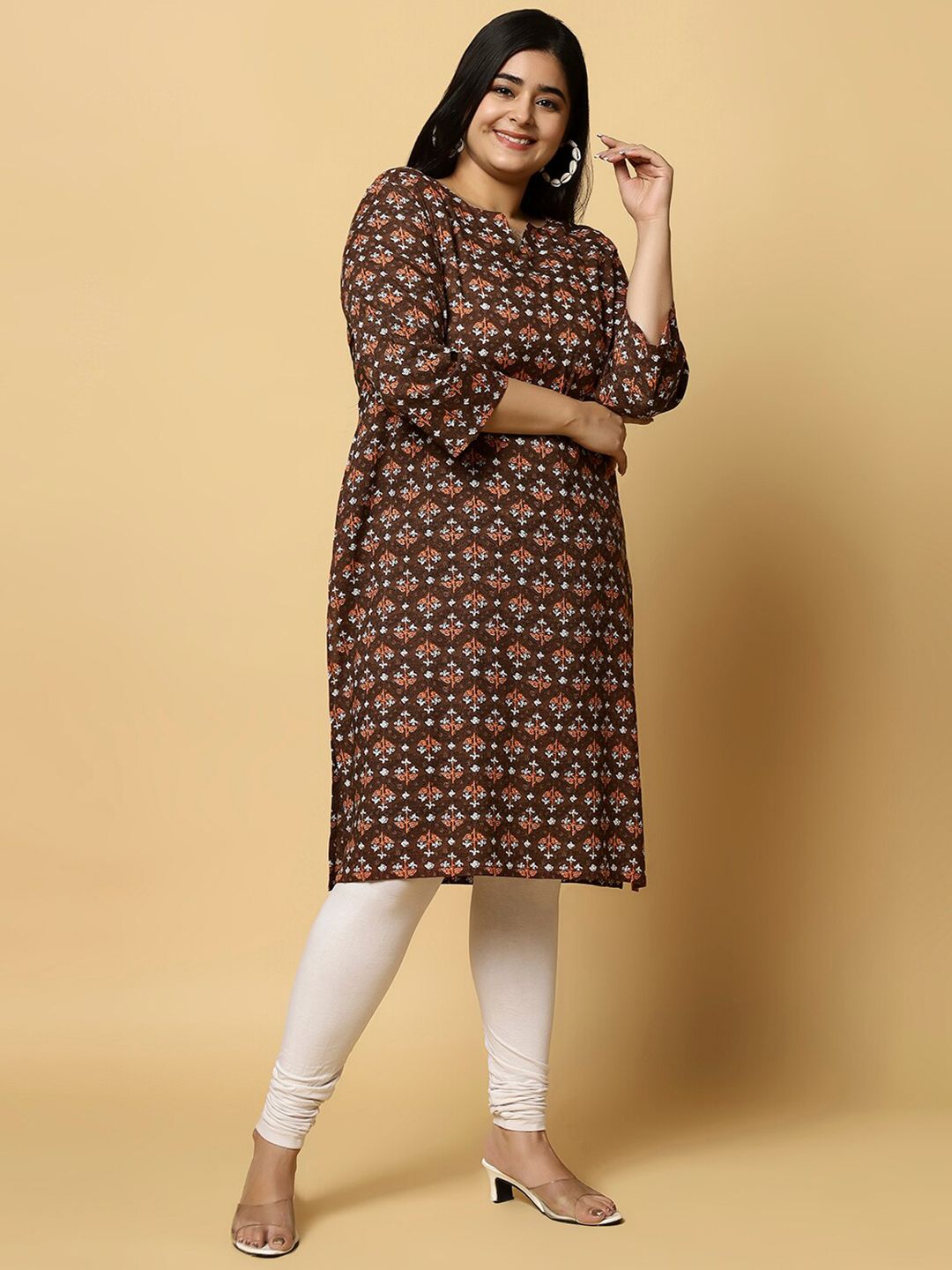 Sztori Plus Size Ethnic Motifs Printed Pure Cotton Kurta