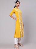 Aks Ethnic Motifs Embroidered Thread Work A-Line Kurta