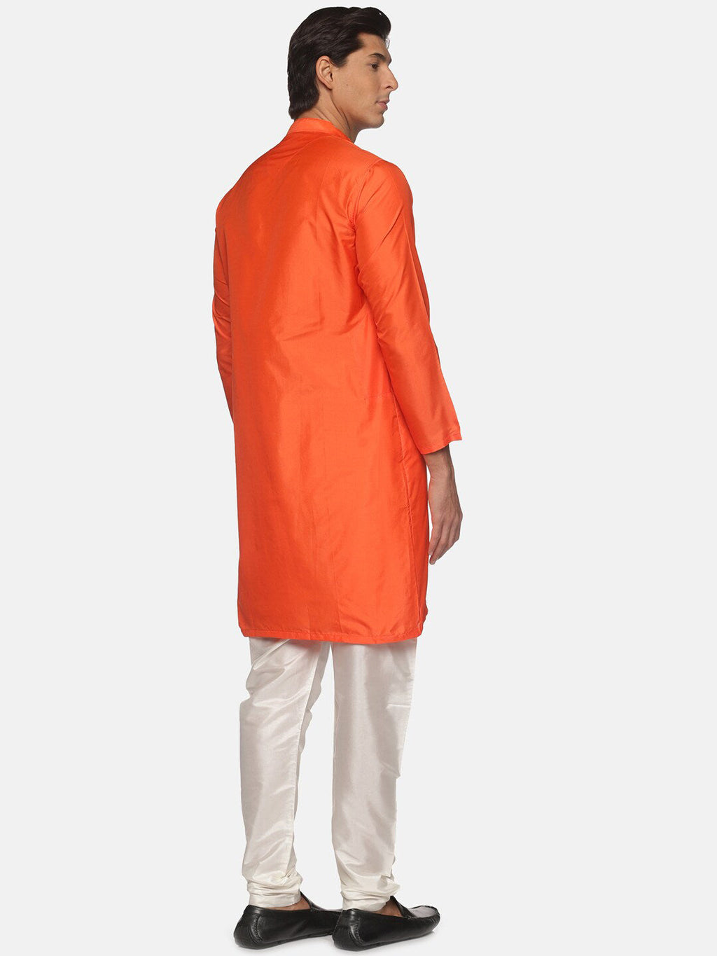 Sethukrishna Men Orange Angrakha Kurta with Churidar