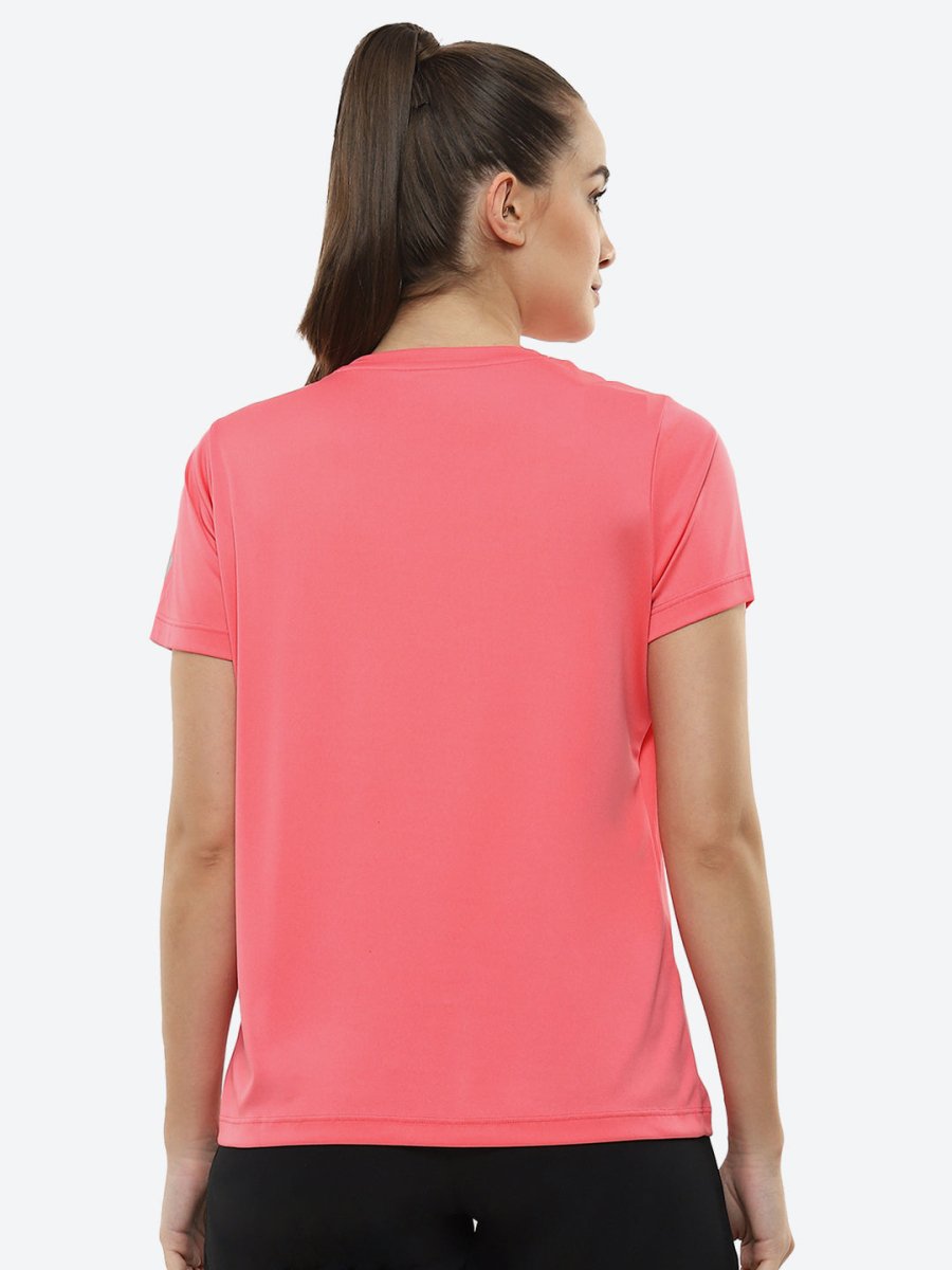 ASICS Women Pink Brand Logo Printed BIG GRAPHIC SS Round Neck Sports Running T-shirt