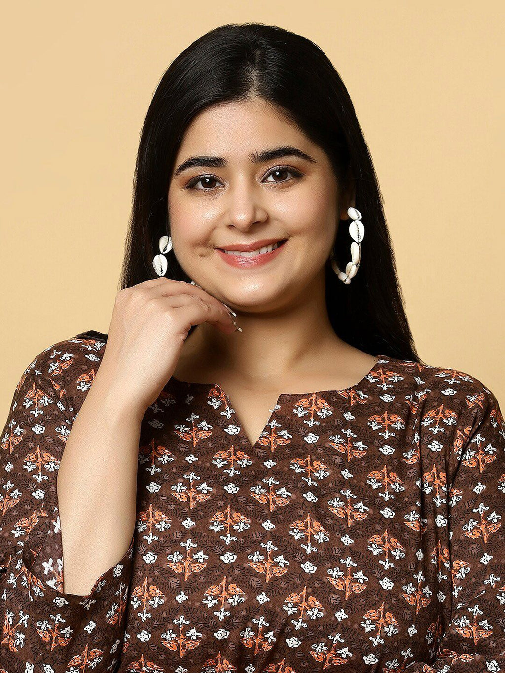 Sztori Plus Size Ethnic Motifs Printed Pure Cotton Kurta