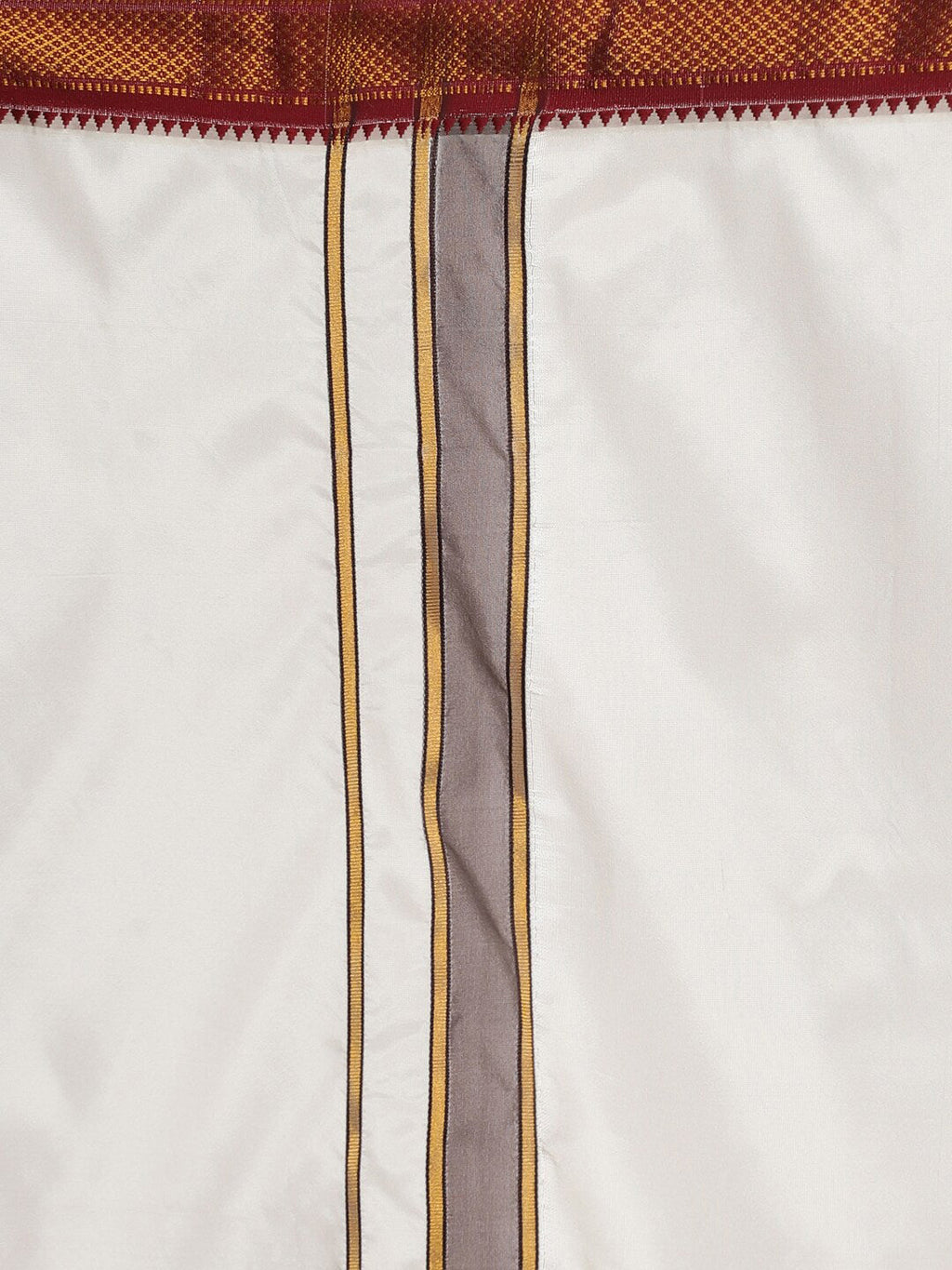 Sethukrishna Men Off White Solid Art Silk Dhotis