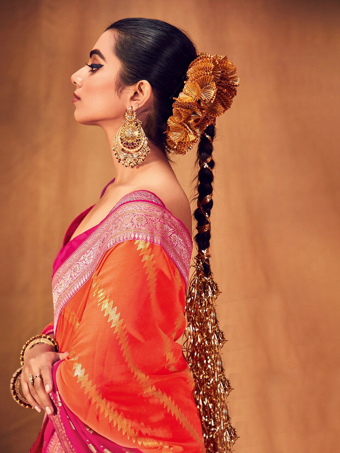 Saree Mall Striped Woven Design Zari Pure Georgette Sarees