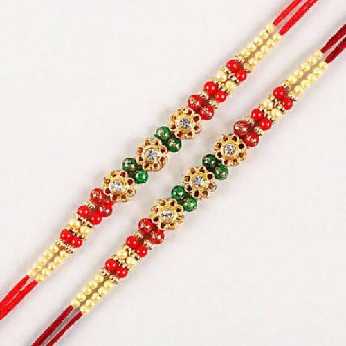 Set of 2 Charming Beads Rakhi and Cashew Jar Combo