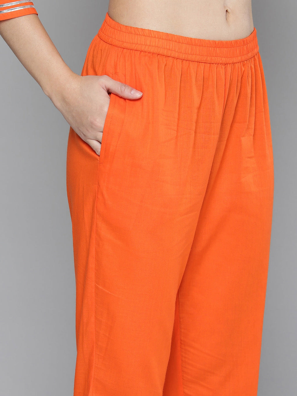 HERE&NOW Women Regular Gotta Patti Pure Cotton Kurta with Trousers