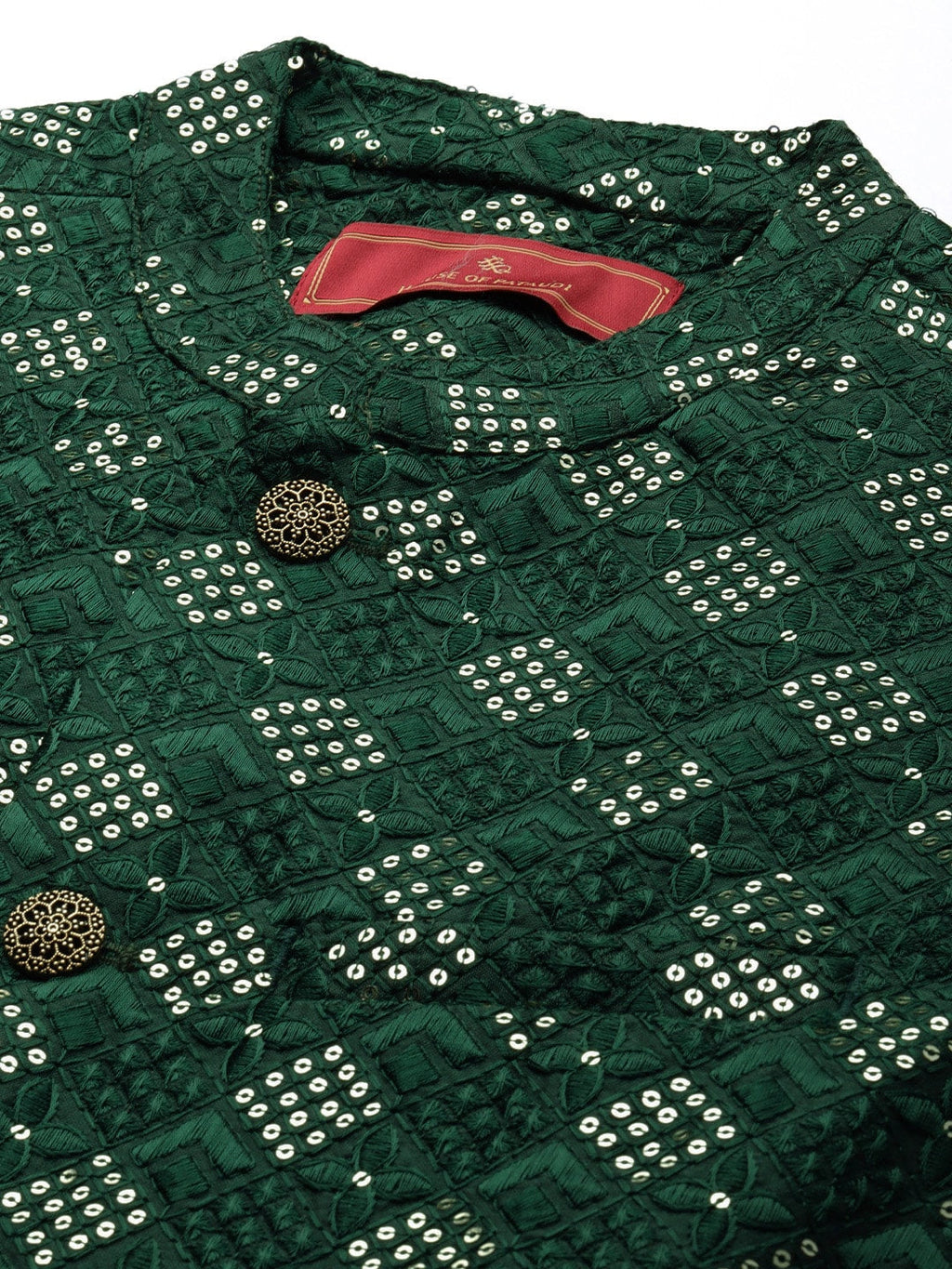 House of Pataudi Men Sequinned Rozana Kurta with Pyjamas