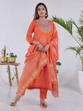 HERE&NOW Ethnic Motifs Embroidered Mirror Work Anarkali Kurta with Trousers & Dupatta