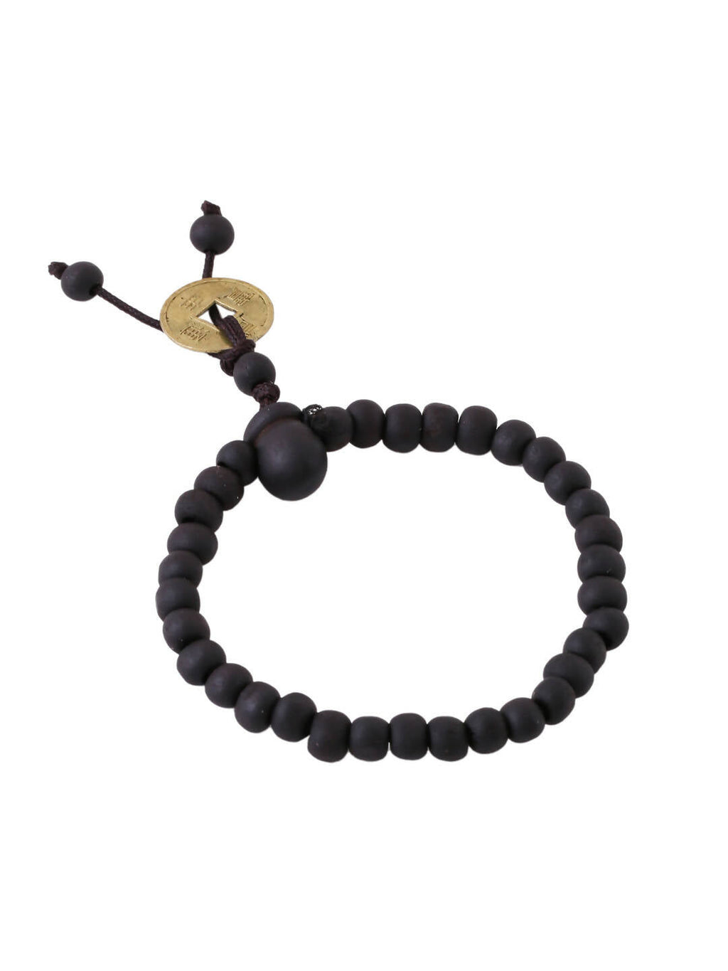 NVR Men's Black Beaded Adjustable Bracelet
