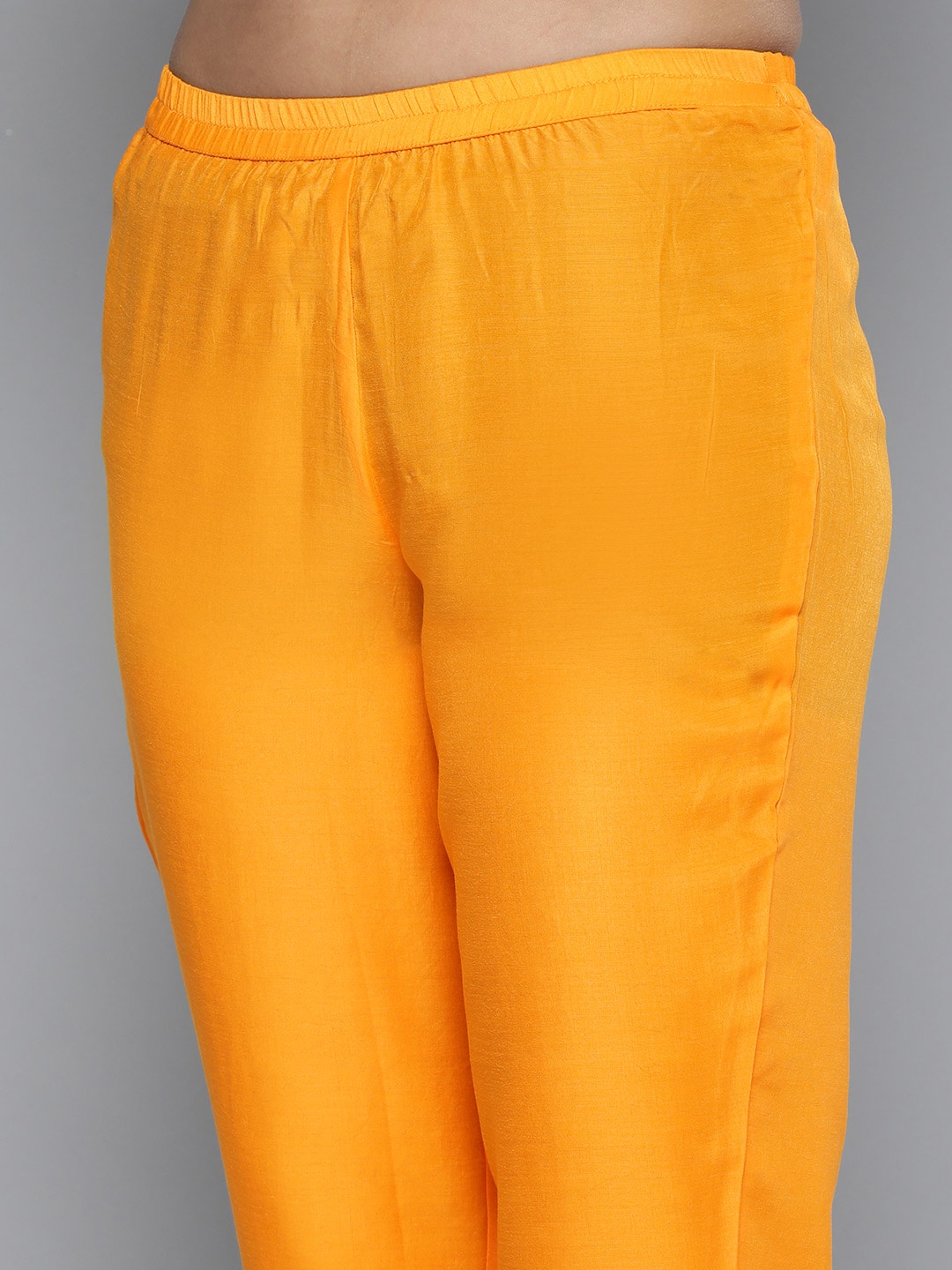 HERE&NOW Women Yellow Embroidered Kurta with Trousers & With Dupatta