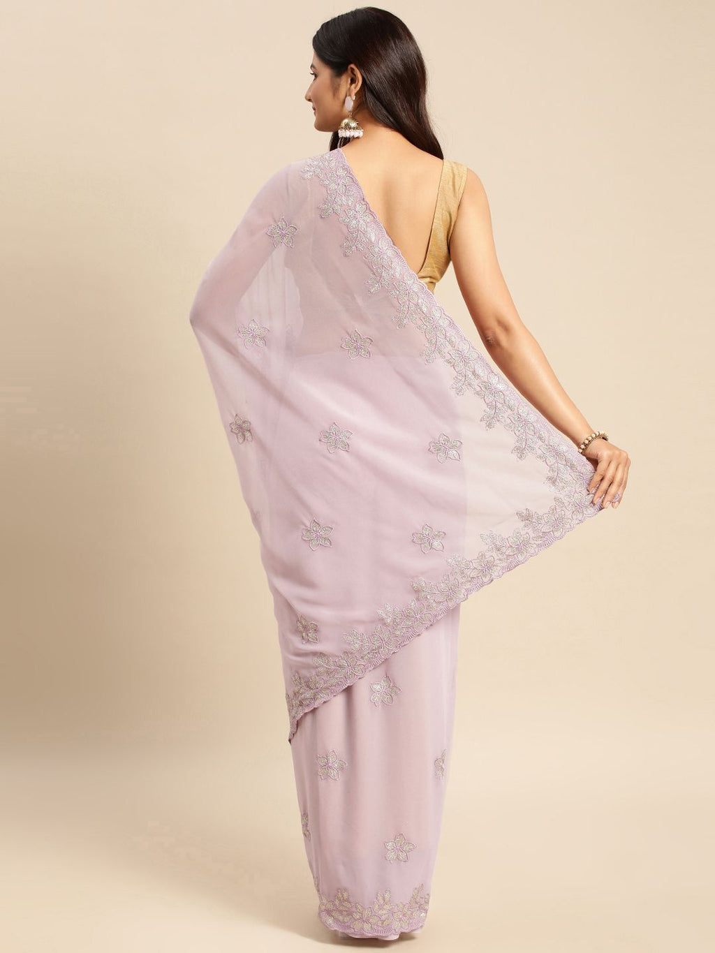 kasee Floral Zari Pure Georgette Saree
