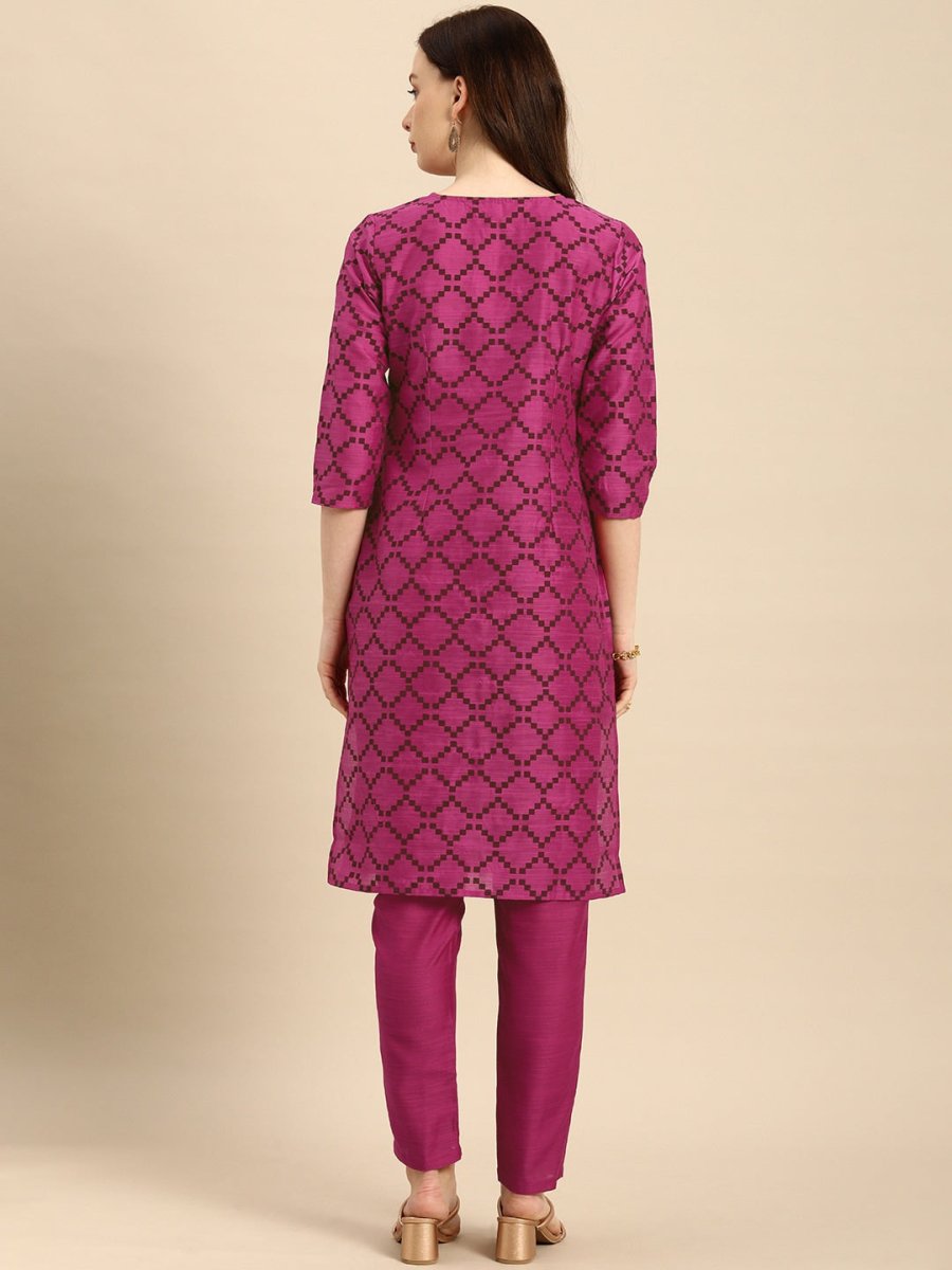 All About You Women Purple & Maroon Printed Kurta with Trousers
