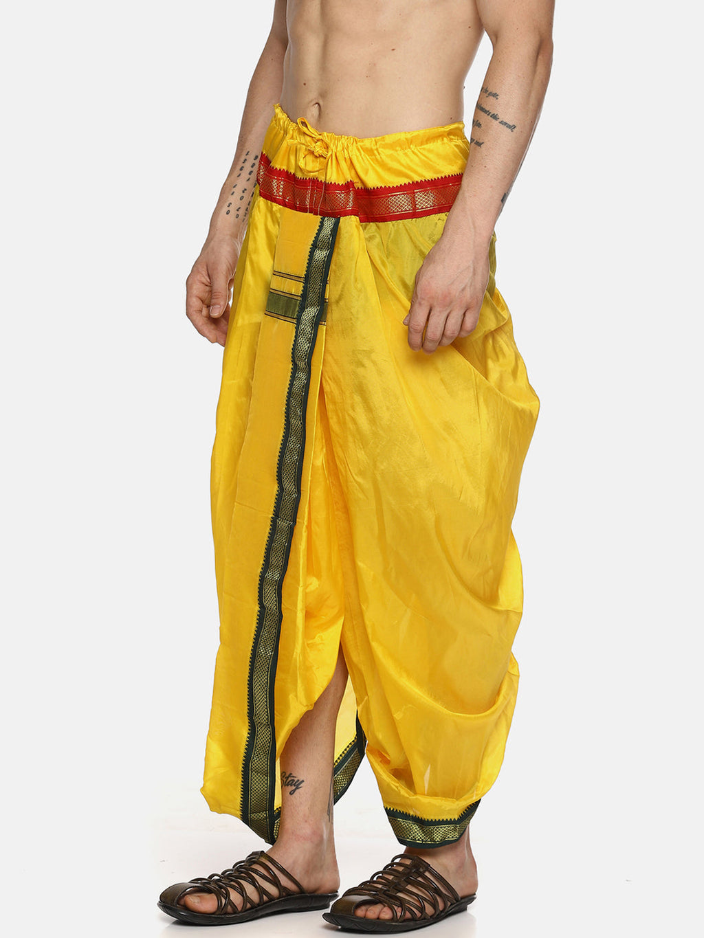 Sethukrishna Men Yellow Solid Readymade Dhoti Pants