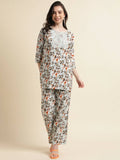 Grey Poly Crepe Digital Printed Top with Matching Bottom - Preeti
