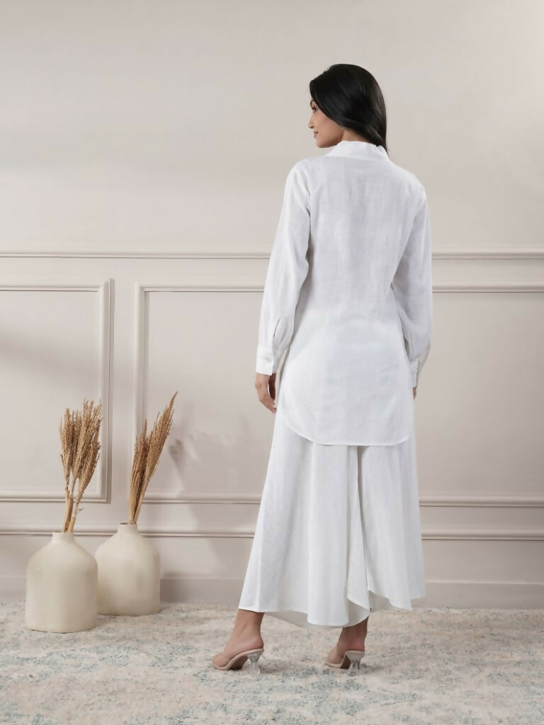 Joban Fashion Women's White Cotton Top With Flared Pants