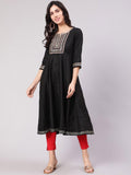Aks Embroidered Round Neck Anarkali Kurta