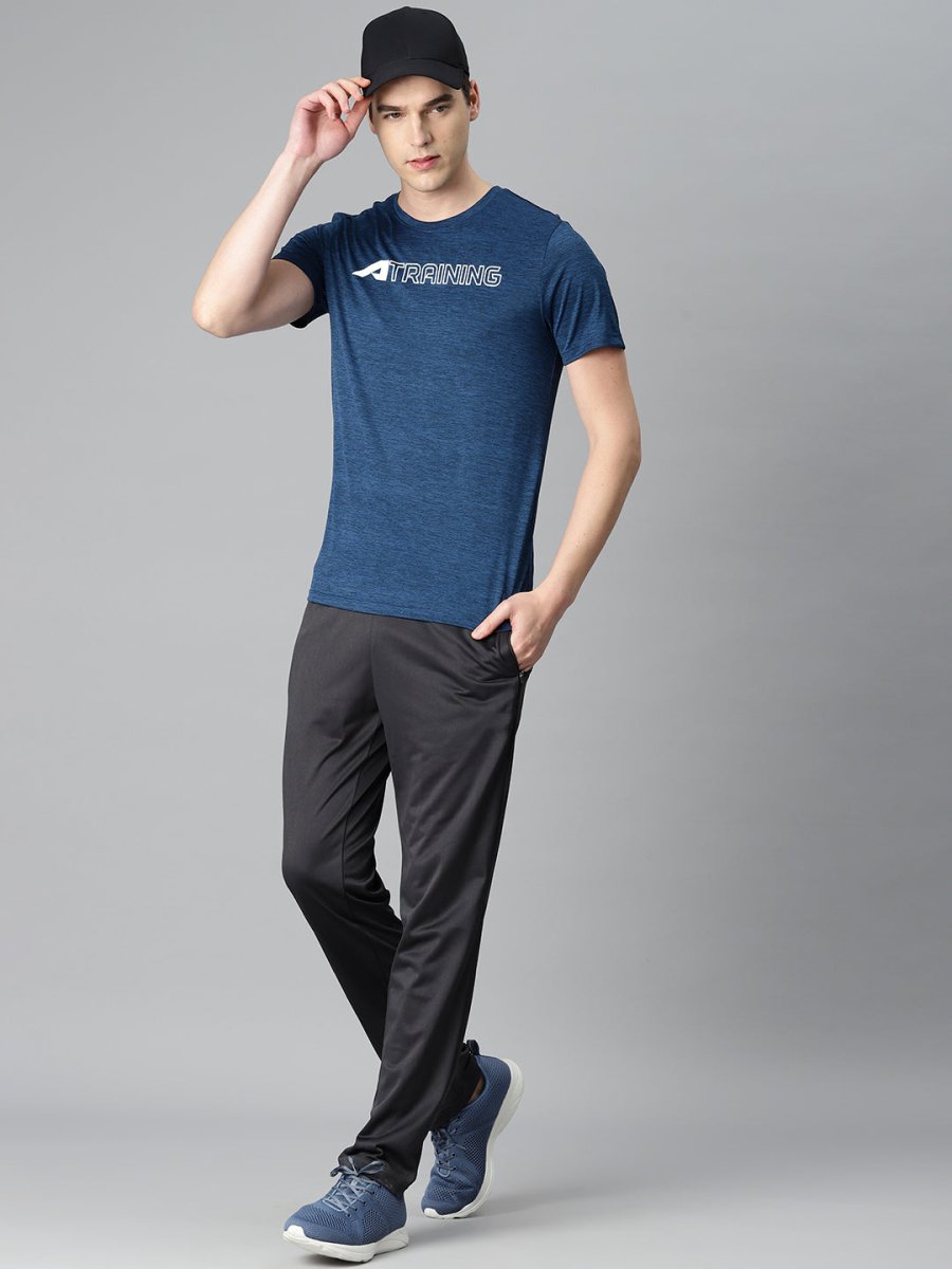 Alcis Men Typography Printed Anti Static Slim Fit Sports T-shirt