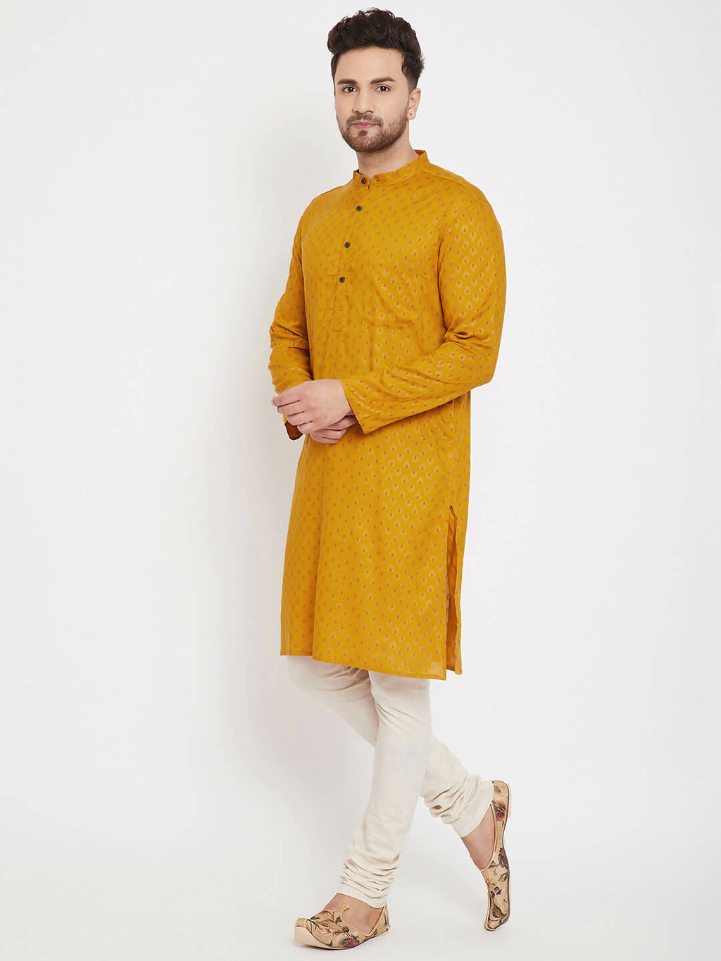 Even Apparels Yellow Rayon Wedding Men's Kurta For Haldi
