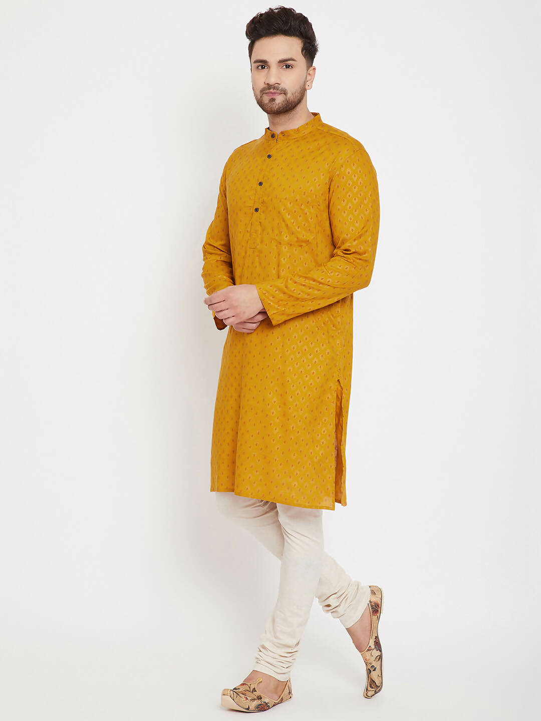 Even Apparels Yellow Rayon Wedding Men's Kurta For Haldi
