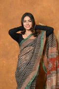 Very Much Indian Handloom Pure Kota Cotton Handblock Printed Saree - Cerulean Print