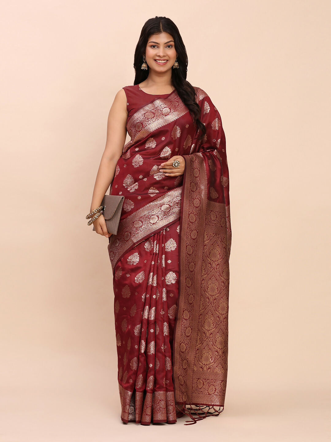 Shree Shyam Fashion Banarasi Silk Maroon Saree
