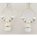 MS Fashion India Beautiful Party Wear White Pearl Ring Jhumka Earrings