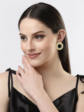 NVR Women Gold-Polished Cut Out Circle Drop Earrings