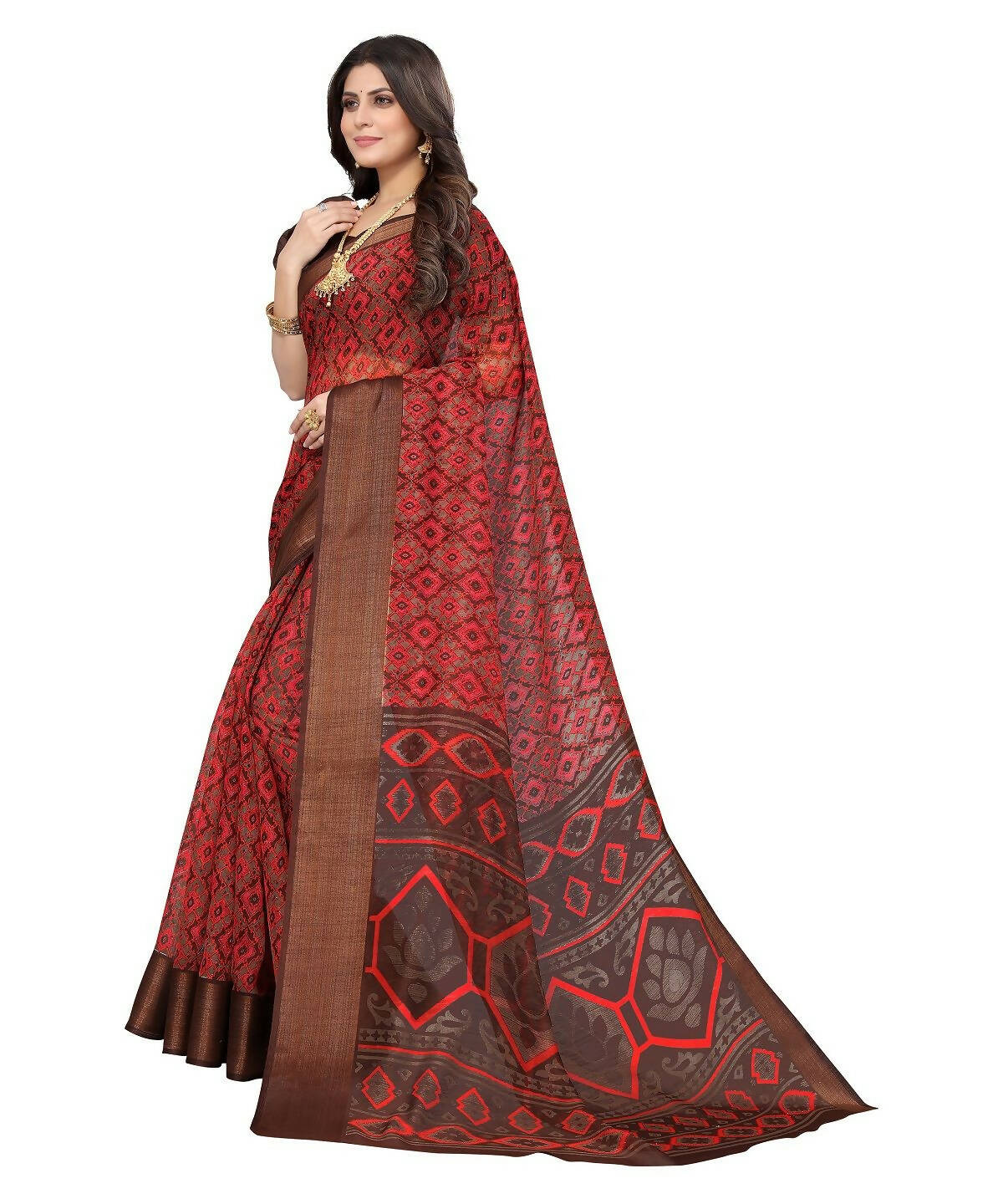 Vamika Cotton Red Jari Border Bollywood Style Saree (VASU RED)