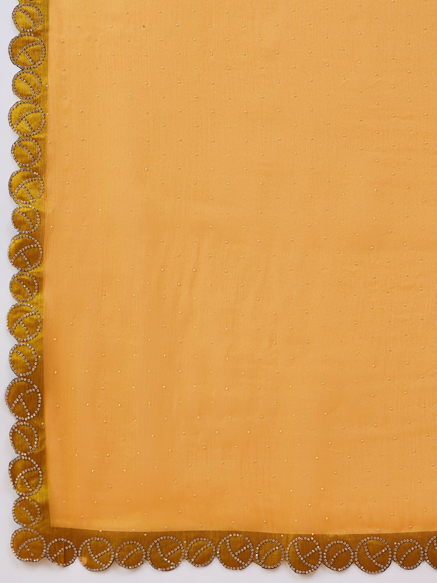 Mustard Organza Swaroski Diamond Work Saree with Unstitched Blouse - Radha
