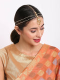 Gold-Polished White Kundan Studded Matha Patti - Ruby Raang