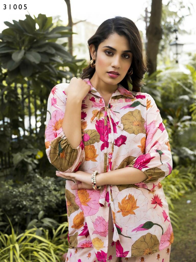 Casual Fashionable Multi Muslin Cotton co-ord set - Manya