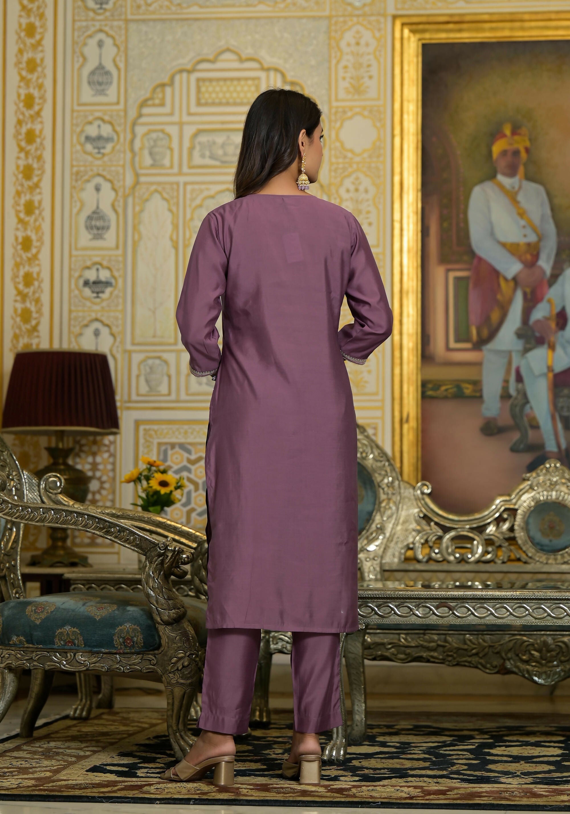 Juniper Women's Onion Pink Zari Embroidered Viscose Kurta Pant And Dupatta Set With Sequins Work