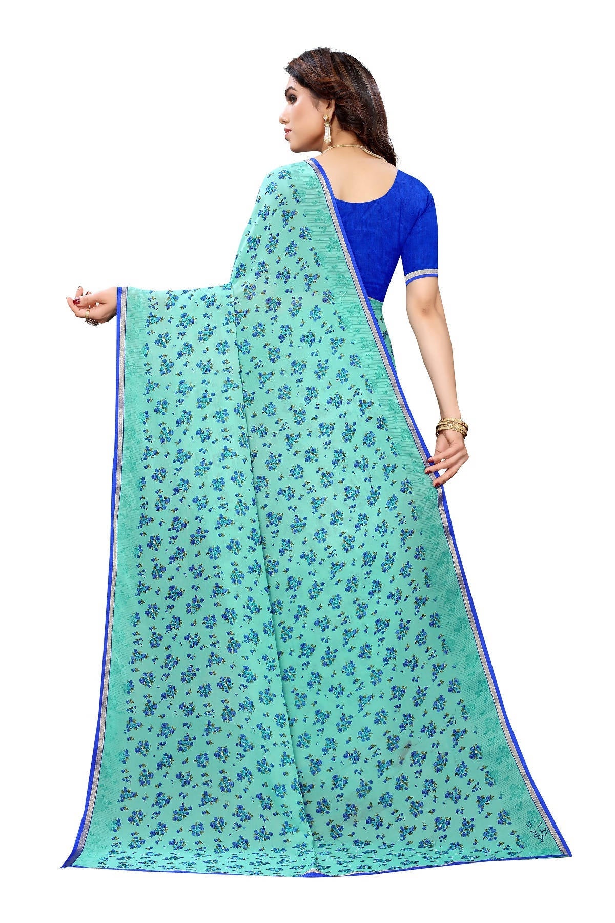 Vamika Ethnic Fire Rama Printed With Lace Saree