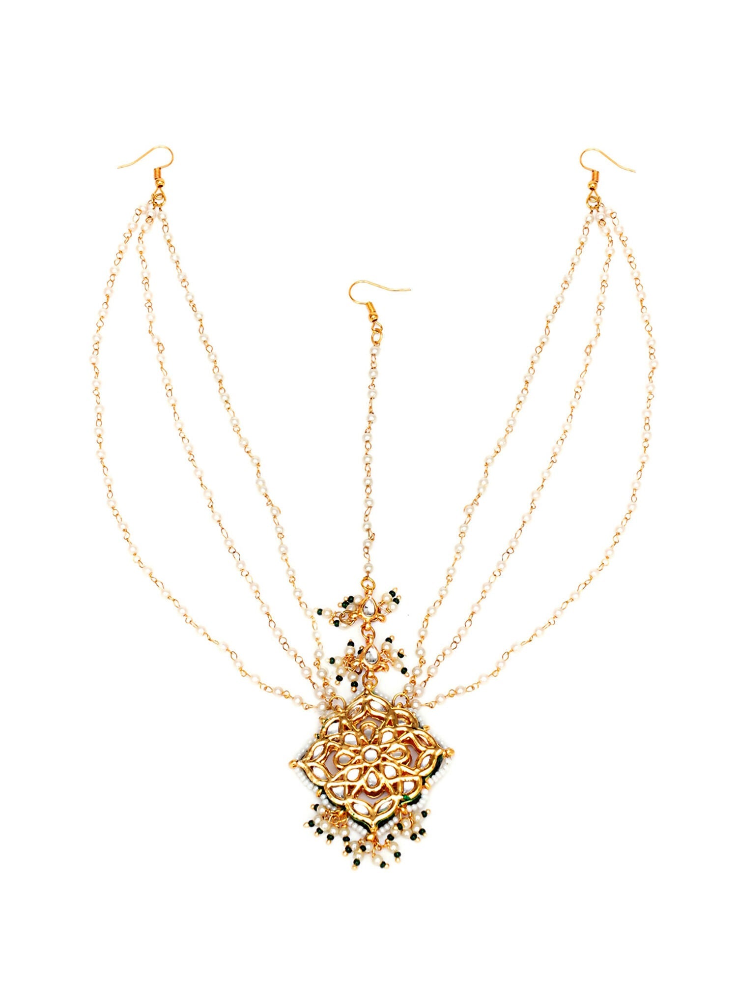 Layered Pearl Matha Patti (Gold) - Ruby Raang