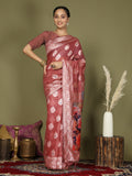 Shree Shyam Fashion Linen Cotton Rust Saree