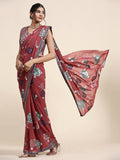 Peach Pure Georgette Sequence work Ready to wear Saree with stitched Blouse - Nirvana